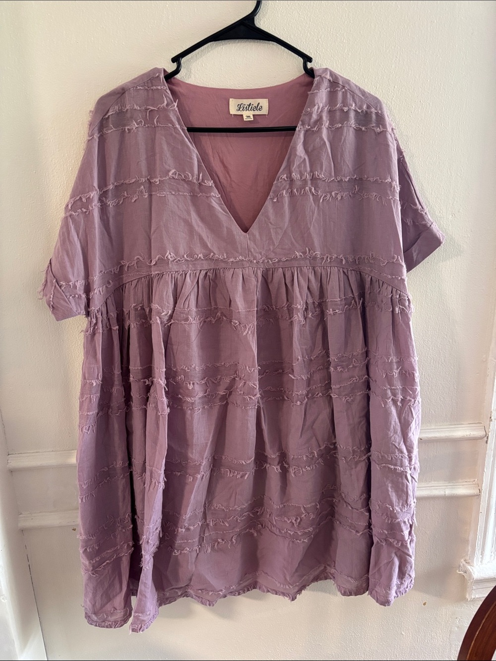 Listicle Lavender Tiered V-Neck Dress